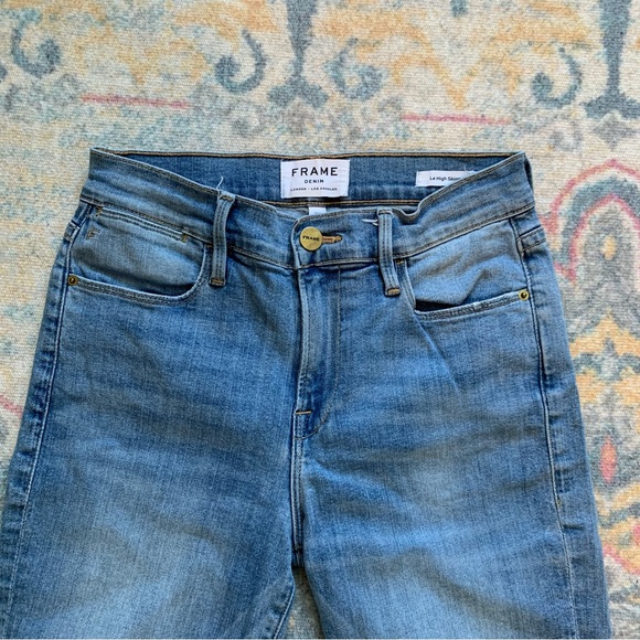 FRAME Le High Raw Hem Skinny Jeans Medium Wash Size 26 - Picture 2 of 6